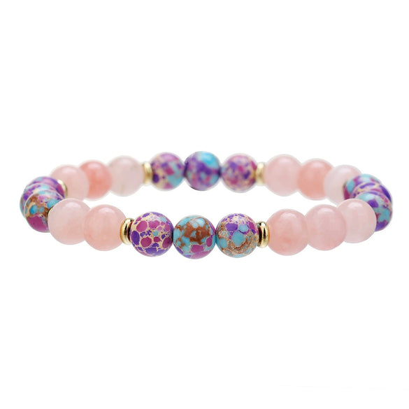 Bracelet Natural Stone Elastic Beaded Geometric Handmade