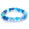 Bracelet Natural Stone Striped Agate Handmade Multiple Colors Single Circle Elastic Unisex