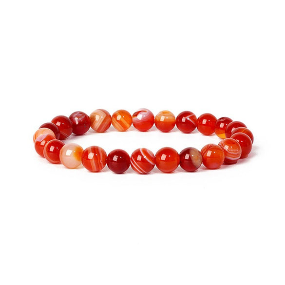 Bracelet Natural Stone Striped Agate Handmade Multiple Colors Single Circle Elastic Unisex