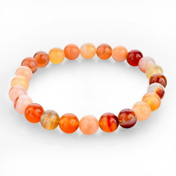 Bracelet Natural Stone Striped Agate Handmade Multiple Colors Single Circle Elastic Unisex