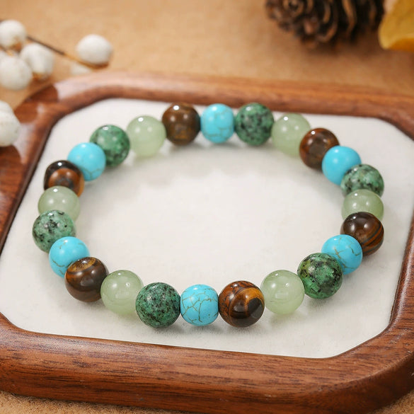 Bracelet Natural Tiger Eye Turquoise Black Gallstone Amethyst Agate Manual Design
