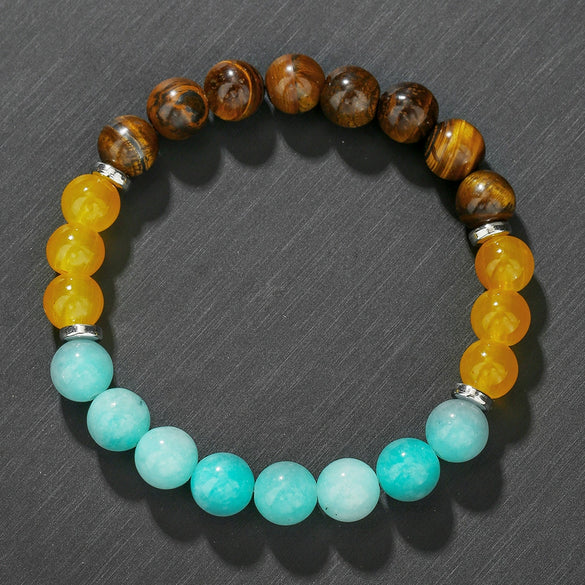 Bracelet Natural Tiger Eye Turquoise Black Gallstone Amethyst Agate Manual Design