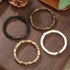 Bracelet Natural Wood Bead Coconut Shell Round Retro Handmade Unisex Hiphop Trendy