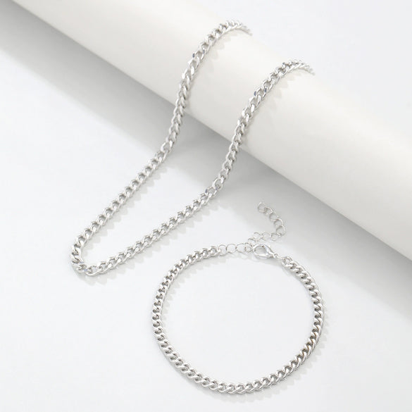 Bracelet Necklace Set Iron Alloy Geometric Electroplating Women's