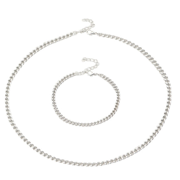 Bracelet Necklace Set Iron Alloy Geometric Electroplating Women's