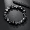 Bracelet Obsidian Stone Alloy Geometric Handmade Cross