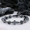 Bracelet Obsidian Stone Alloy Geometric Handmade Cross