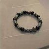 Bracelet Obsidian Stone Alloy Geometric Handmade Cross