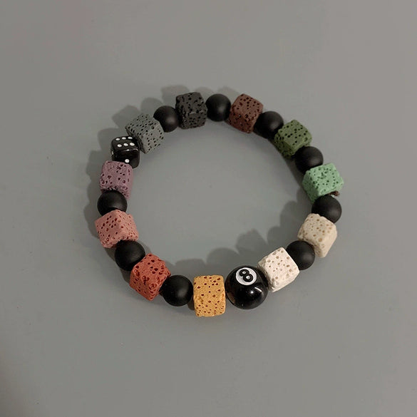 Bracelet Obsidian Stone Alloy Geometric Handmade Cross