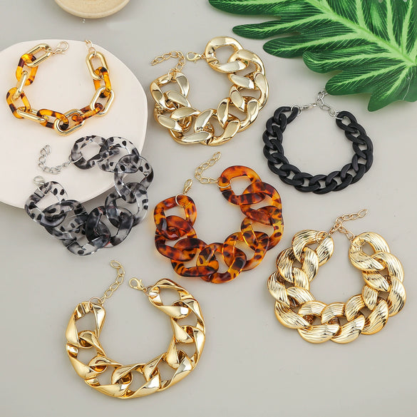 Bracelet Plastic Resin Geometric Hiphop Style Electroplating For Women