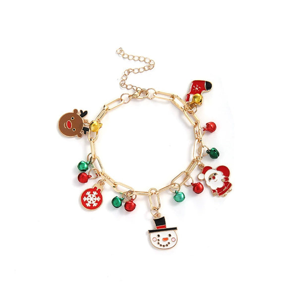 Bracelet Polymer Clay Geometric Christmas Bell Elk Snowflake Festive Holiday Jewelry