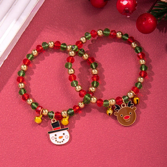 Bracelet Polymer Clay Geometric Christmas Bell Elk Snowflake Festive Holiday Jewelry