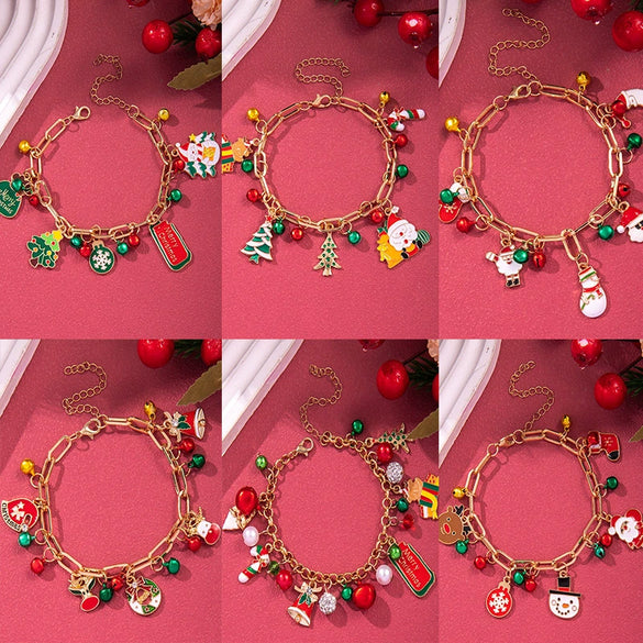 Bracelet Polymer Clay Geometric Christmas Bell Elk Snowflake Festive Holiday Jewelry