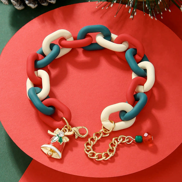 Bracelet Polymer Clay Geometric Christmas Bell Elk Snowflake Festive Holiday Jewelry