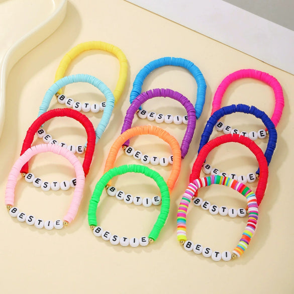Bracelet Polymer Clay Handmade With Letters Numbers Text Y2k Bohemian Style