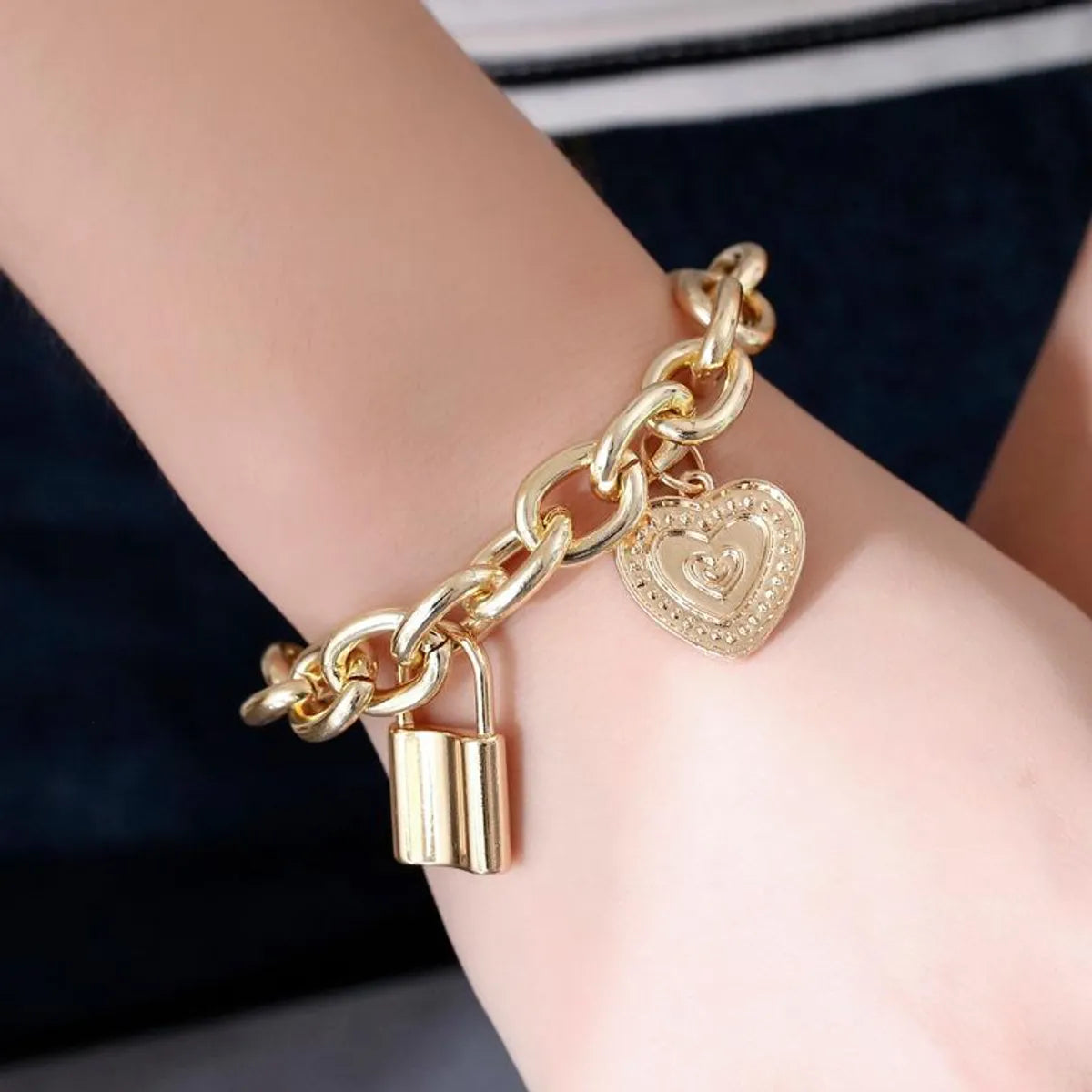 Bracelet Punk Style Hip-hop Thick Chain Lock Bracelet New Couple Jewelry