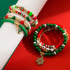 Bracelet Red Rope Handmade Beaded Letter Christmas Tree Snowflake Festive Elements For Women