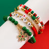 Bracelet Red Rope Handmade Beaded Letter Christmas Tree Snowflake Festive Elements For Women