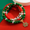 Bracelet Red Rope Handmade Beaded Letter Christmas Tree Snowflake Festive Elements For Women