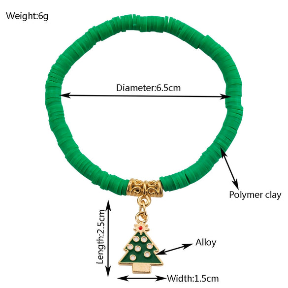 Bracelet Red Rope Handmade Beaded Letter Christmas Tree Snowflake Festive Elements For Women