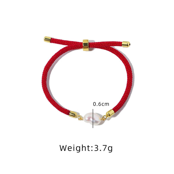 Bracelet Red Rope Heartshaped Freshwater Pearl Knitted Women's Minimalist
