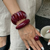Bracelet Resin Handmade Curved Gradient Burgundy Smooth Elastic