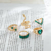 Bracelet Ring Jewelry Snakeshaped Alloy Emerald Diamondembedded Electroplated Unisex
