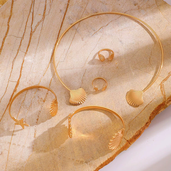 Bracelet Ring Shell Alloy Electroplating Minimalist Style