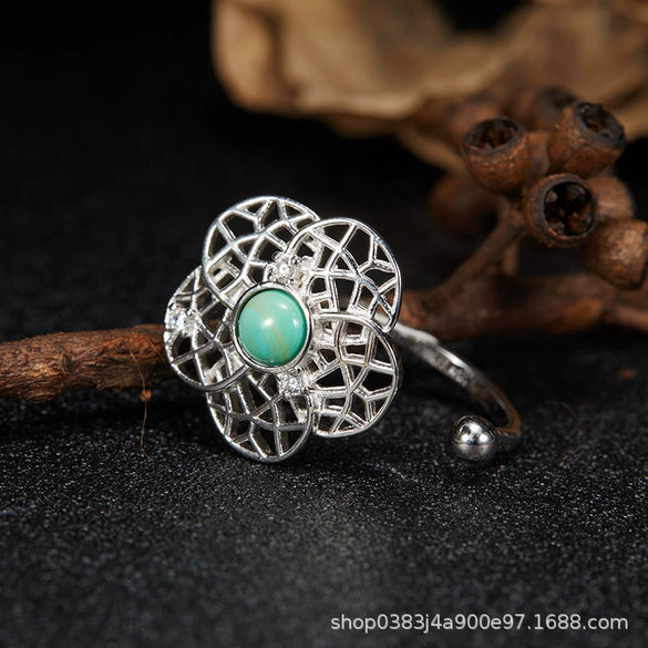 Bracelet S925 Sterling Silver Crystal Flower Geometric Set With Gems For Women