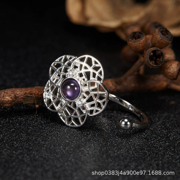 Bracelet S925 Sterling Silver Crystal Flower Geometric Set With Gems For Women