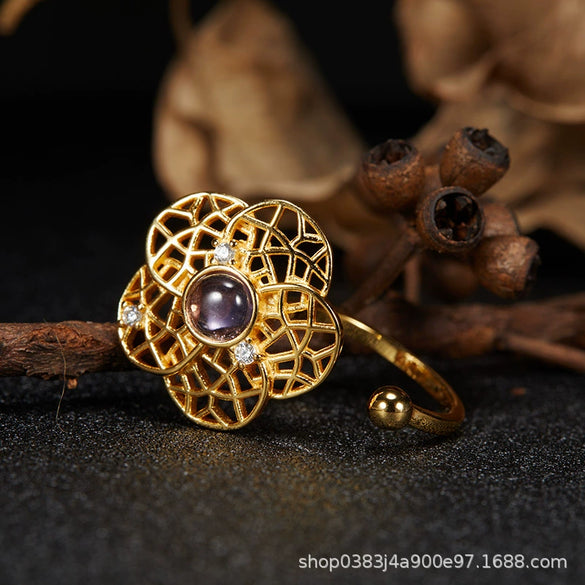 Bracelet S925 Sterling Silver Crystal Flower Geometric Set With Gems For Women