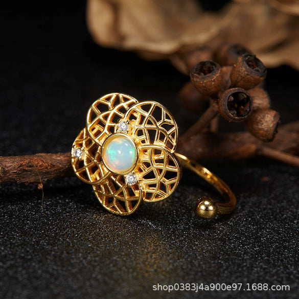 Bracelet S925 Sterling Silver Crystal Flower Geometric Set With Gems For Women