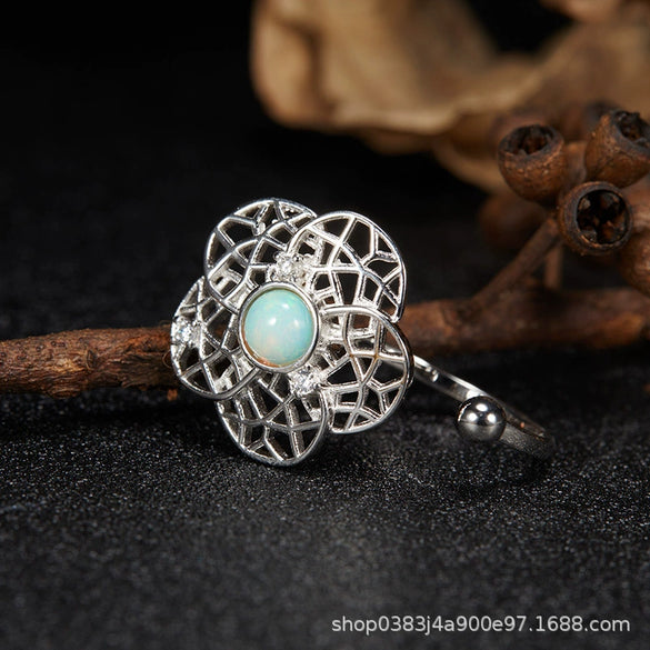 Bracelet S925 Sterling Silver Crystal Flower Geometric Set With Gems For Women