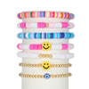 Bracelet Set Multilayer Stretch Line Flat Beads Geometric Smiley Women's Retro Bohemian Style