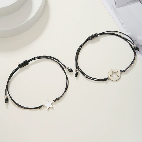 Bracelet Set Stainless Hollow Fivepointed Star Titanium Steel Geometric Electroplated