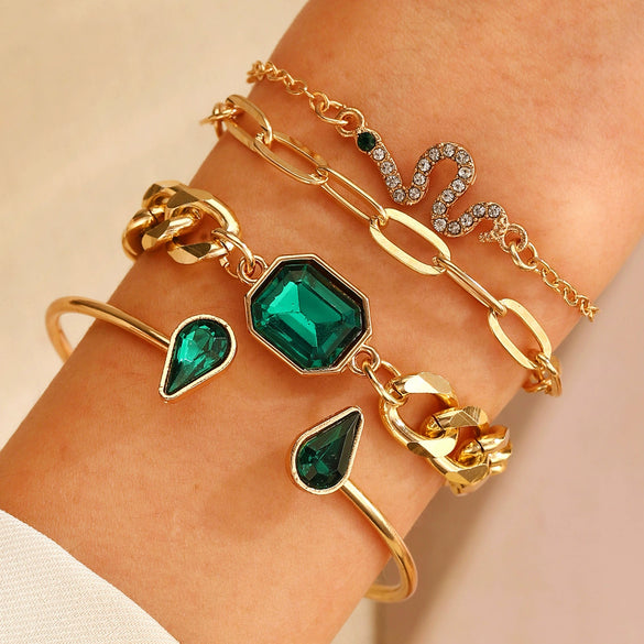 Bracelet Set Zinc Alloy Heart Geometric Animal Zodiac Diamond Women's Jewelry