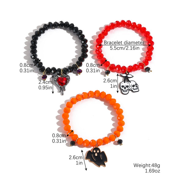 Bracelet Set Zinc Alloy Punk Festival Element Geometric Electroplating Orange Pumpkin Skull Pendant