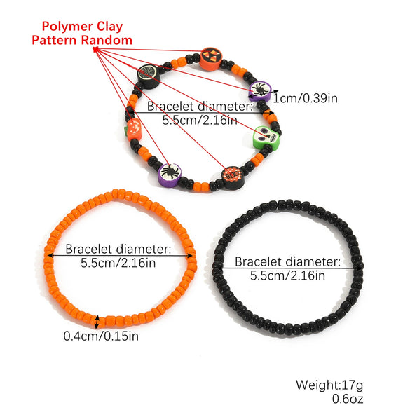 Bracelet Set Zinc Alloy Punk Festival Element Geometric Electroplating Orange Pumpkin Skull Pendant