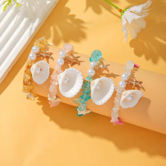 Bracelet Shell Imitation Pearl Gravel Handmade Beads Women's Natural Style