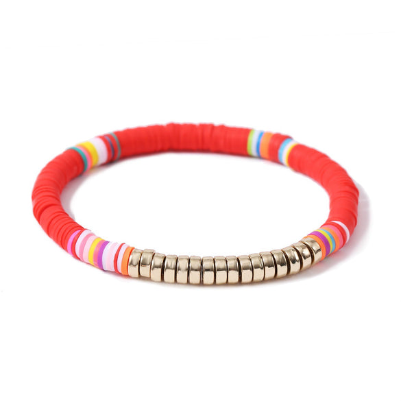 Bracelet Soft Ceramic Shell Color Tassel Bohemian Style With Flowers Ushape Geometric Pattern Electroplated For Women