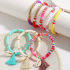 Bracelet Soft Ceramic Shell Color Tassel Bohemian Style With Flowers Ushape Geometric Pattern Electroplated For Women