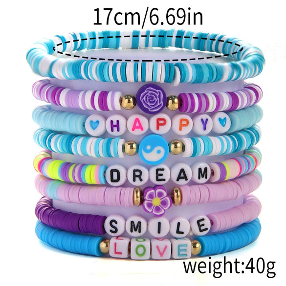 Bracelet Soft Pottery Love Flower English Letter Devil's Eye Star Design For Women