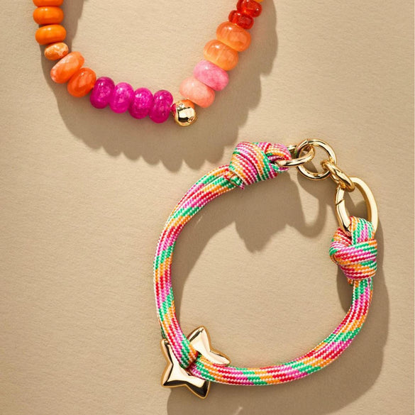 Bracelet Stainless Steel Color Braided Rope Heart Shape Geometric Electroplating Unisex