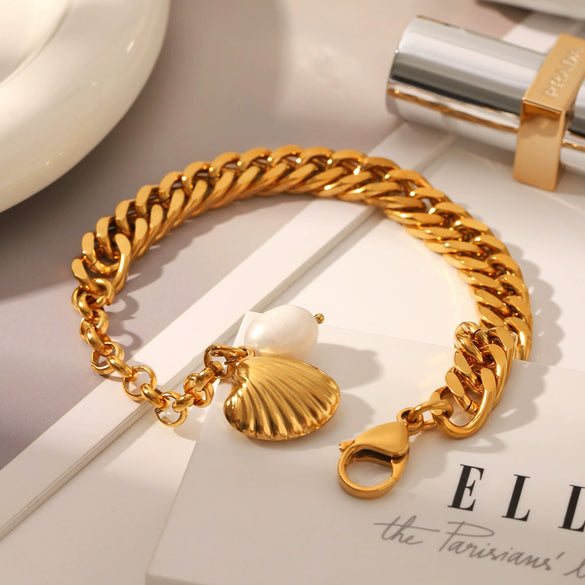 Bracelet Stainless Steel Freshwater Pearl Animal Zodiac Geometric Pvd Vacuum Plating With Pearls