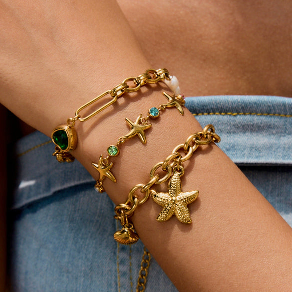 Bracelet Stainless Steel Geometric Animal Starfish Electroplated Women's Jewelry