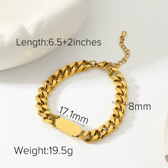 Bracelet Stainless Steel Geometric Electroplated For Women