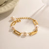 Bracelet Stainless Steel Geometric Electroplated Freshwater Pearl For Women