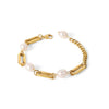 Bracelet Stainless Steel Geometric Electroplated Freshwater Pearl For Women