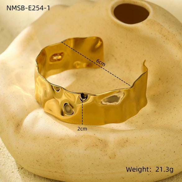 Bracelet Stainless Steel Geometric Electroplated 18K Gold Open Fashion Exaggerated Wide Version