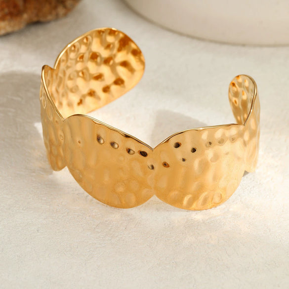 Bracelet Stainless Steel Geometric Electroplated 18K Gold Open Fashion Exaggerated Wide Version